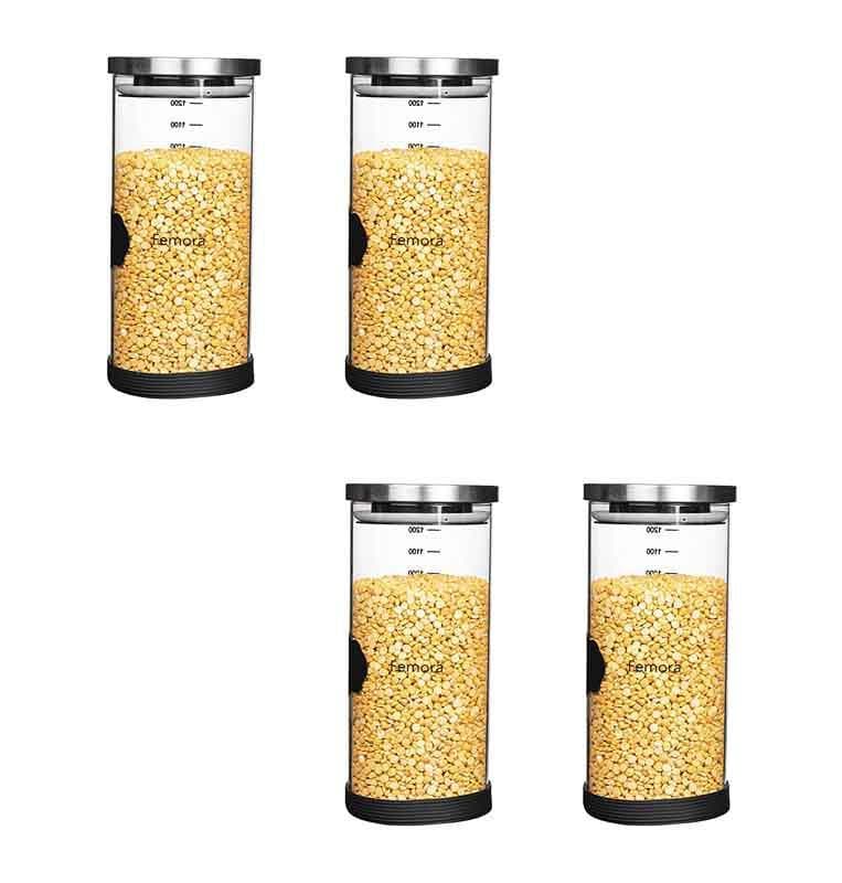 Jar - Freshto Storage Jar with steel lid (1300 ML Each) - Set of Four