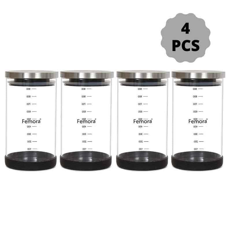 Jar - Freshto Storage Jar with steel lid (1300 ML Each) - Set of Four