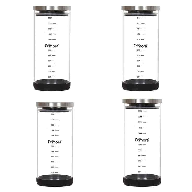 Jar - Freshto Storage Jar with steel lid (1300 ML Each) - Set of Four