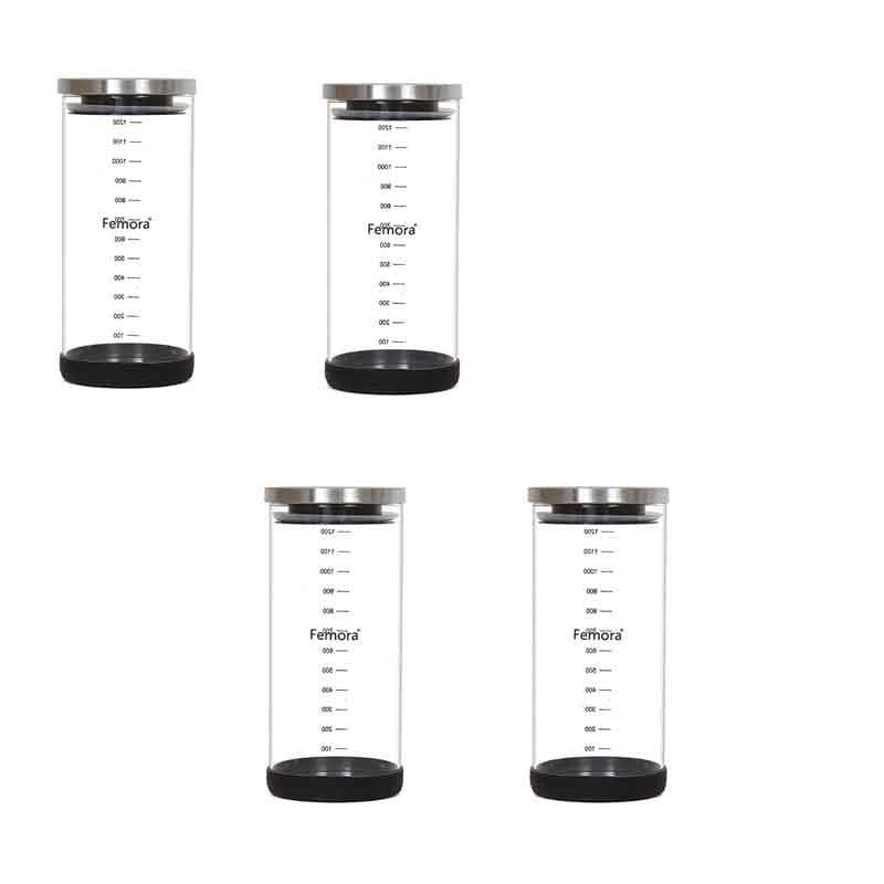 Jar - Freshto Storage Jar with steel lid (900 ML Each) - Set of Four