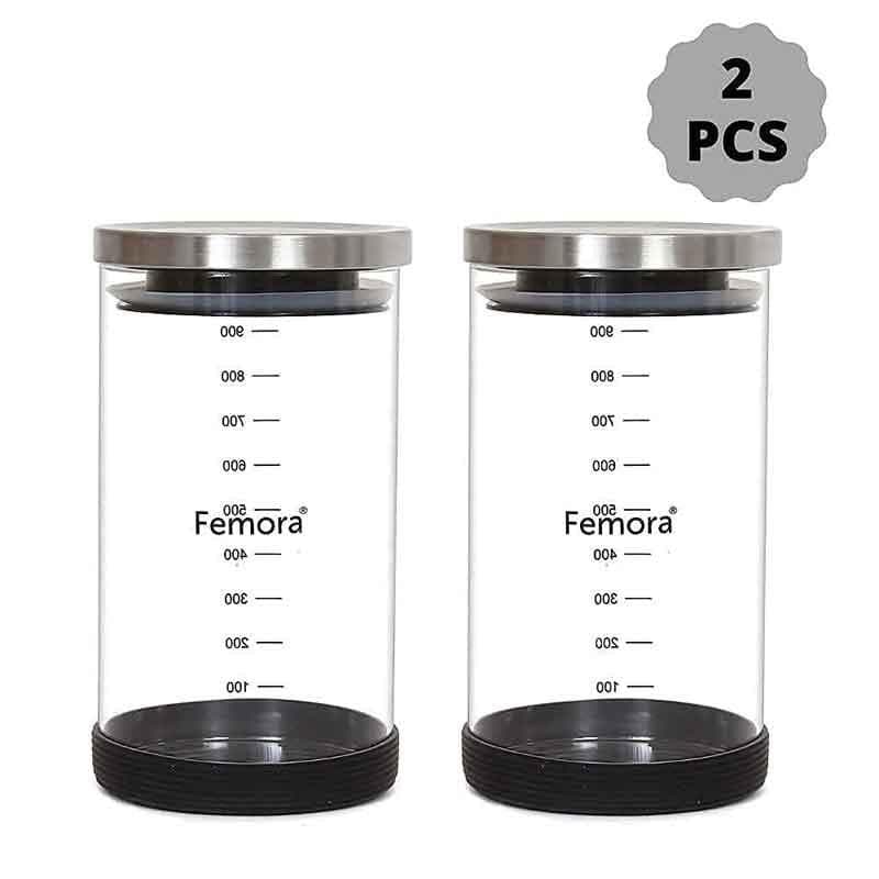 Jar - Freshto Storage Jar with steel lid (900 ML Each) - Set of Two