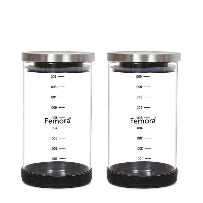 Jar - Freshto Storage Jar with steel lid (900 ML Each) - Set of Two