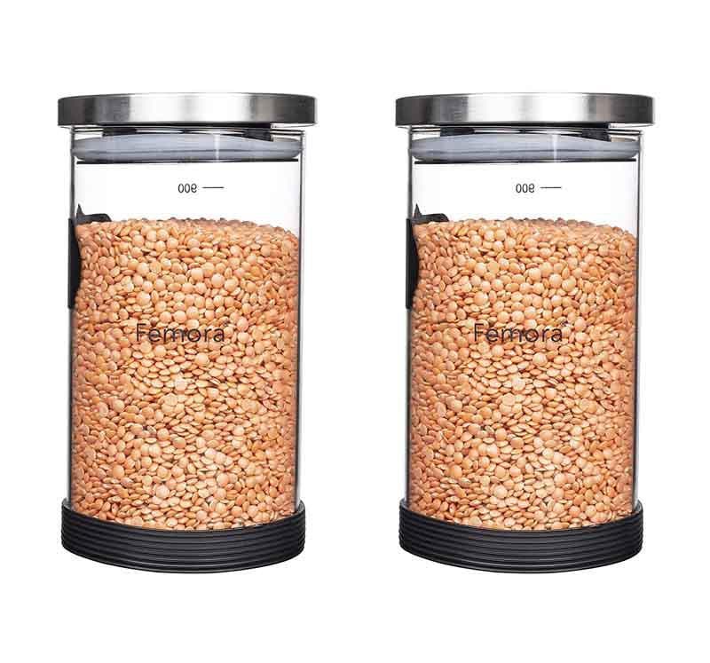 Jar - Freshto Storage Jar with steel lid (900 ML Each) - Set of Two