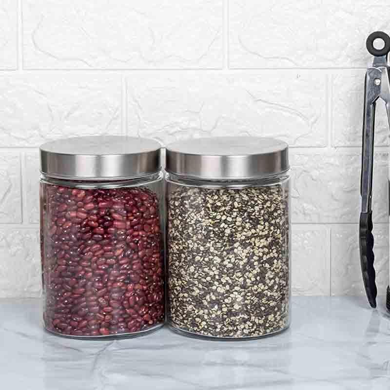 Jar - Metro Storage Jar with steel lid (1100 ML Each) - Set of Two