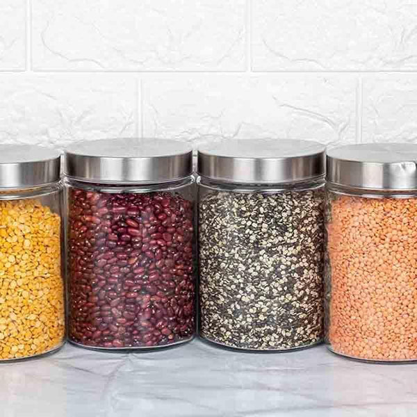 Jar - Vento Storage Jar with steel lid (1100 ML Each) - Set of Four