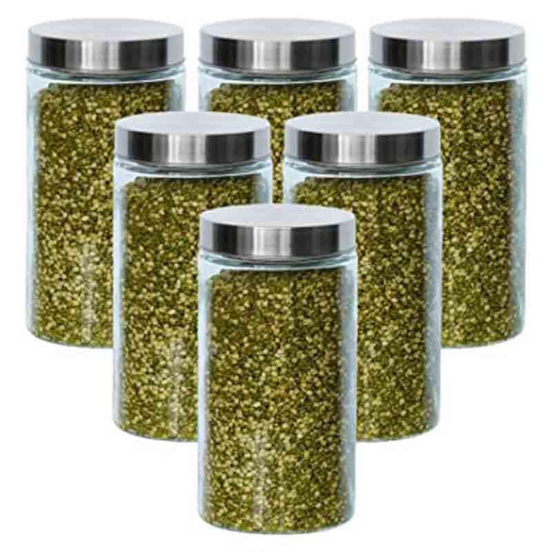 Jar - Vento Storage Jar with steel lid (1600 ML Each) - Set of Six