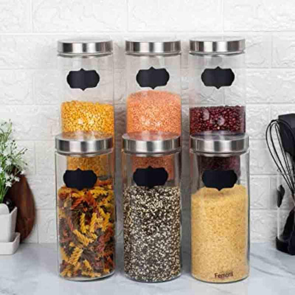 Jar - Vento Storage Jar with steel lid (2200 ML Each) - Set of Six