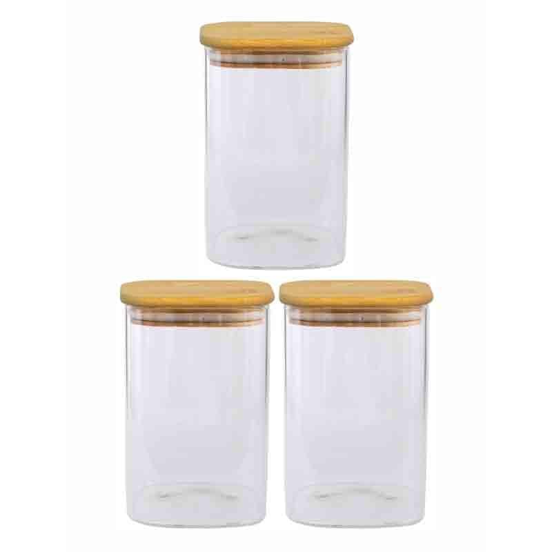 Buy Aura Storage Jar with Wooden Lid (1200 Each) - Set of Three Jar from Vaaree