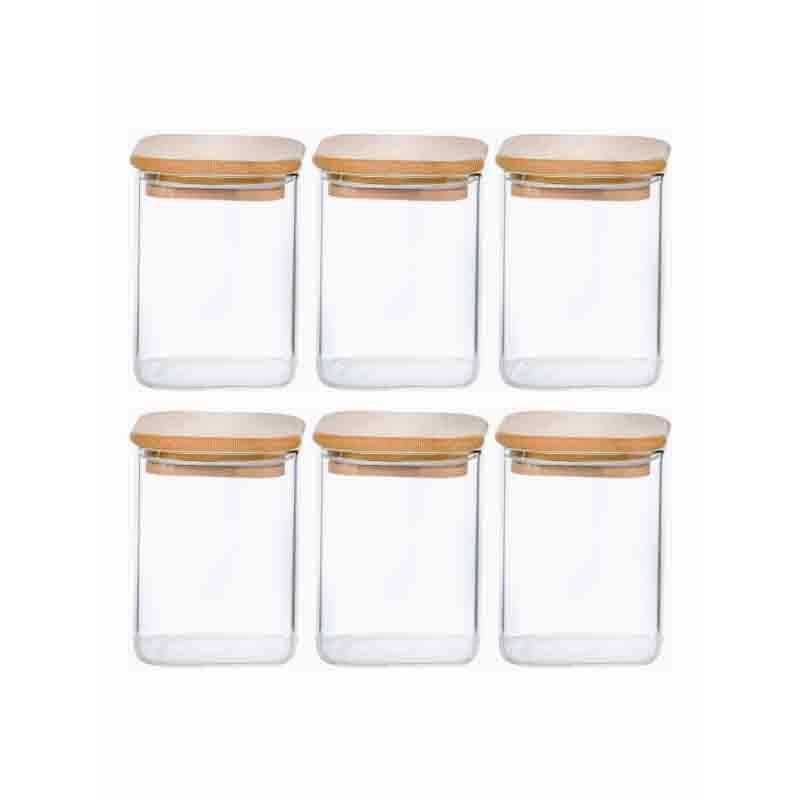 Buy Aura Storage Jar with Wooden Lid (230 ml each) - Set of Six Jar from Vaaree