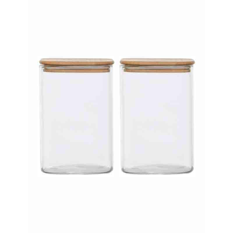 Buy Jars - Aura Storage Jar With Wooden Lid - Set Of Two at Vaaree online
