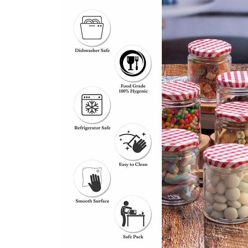 Jar - Bread Basket Storage Jar with Metal Lid (200 ml each)- Set of Six