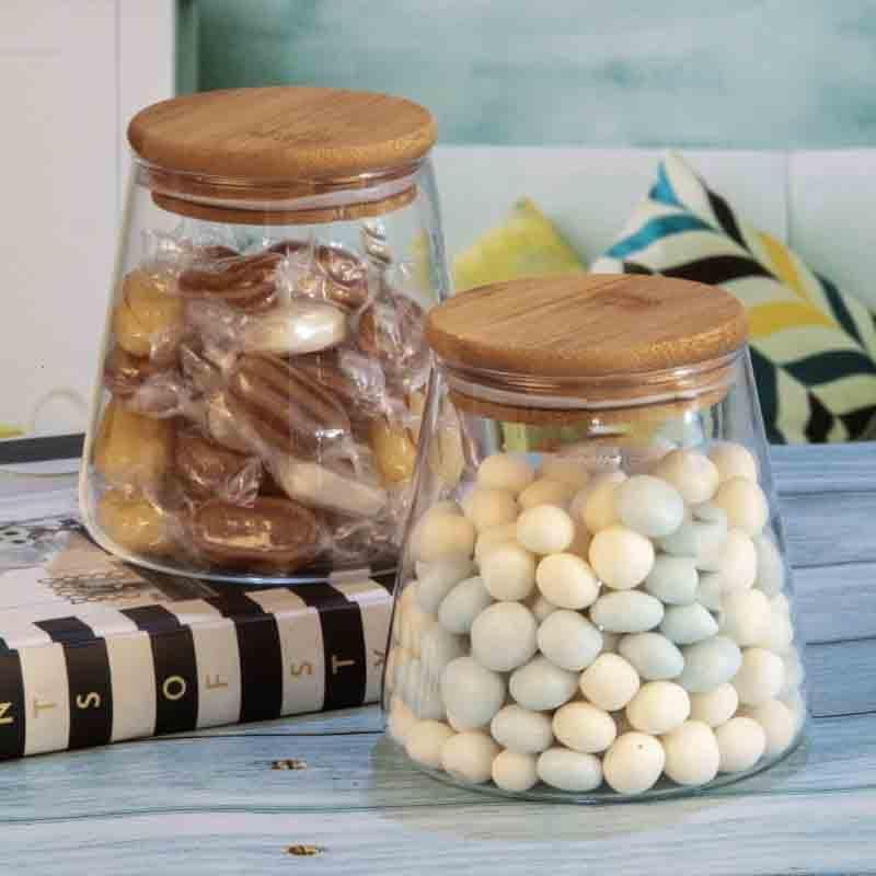 Jar - Pretty Petite Storage Jar with Bamboo Lid - Set of Two