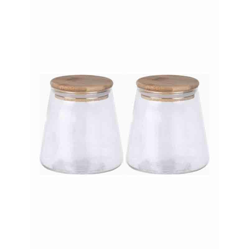 Jar - Pretty Petite Storage Jar with Bamboo Lid - Set of Two