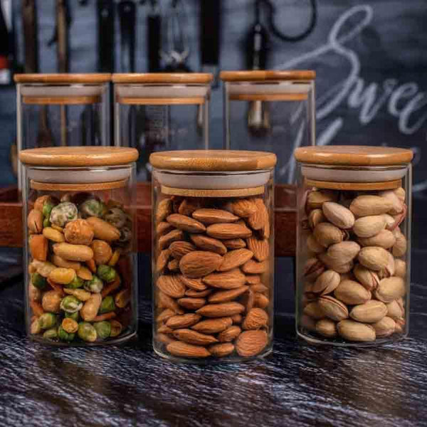 Jar - Prito Jar with Wooden Lid (270 ML Each)- Set of 6