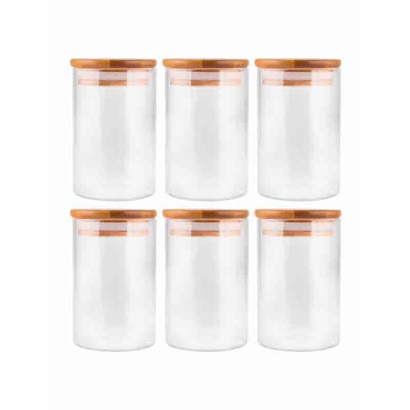 Buy Jars - Prito Jar with Wooden Lid (270 ML Each)- Set of 6 at Vaaree online