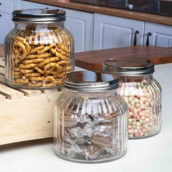 Jar - Reveto Storage Jar with Metal Lid (710 ml each) - Set of Three