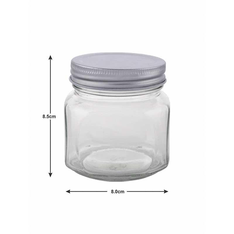 Jar - ZIva Storage Jar with Metal Lid (300 ml each) - Silver - Set of Six