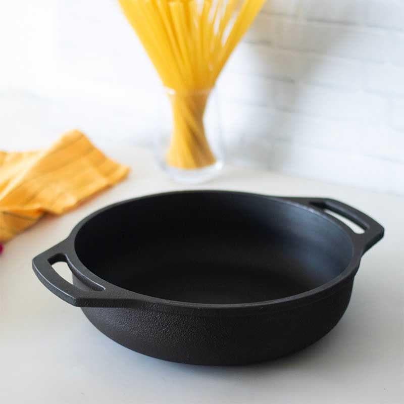 Buy Epiphany Cast Iron Flat Bottom Kadai / 9 Inches Kadhai from Vaaree