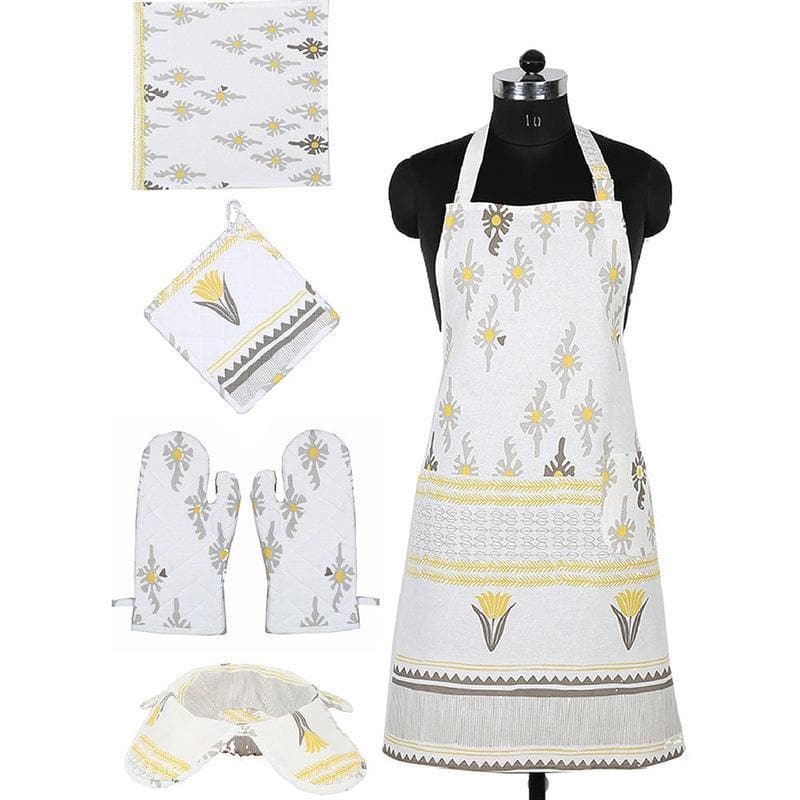 Buy Mrinaal Kitchen Set - Yellow Kitchen Linen Set from Vaaree