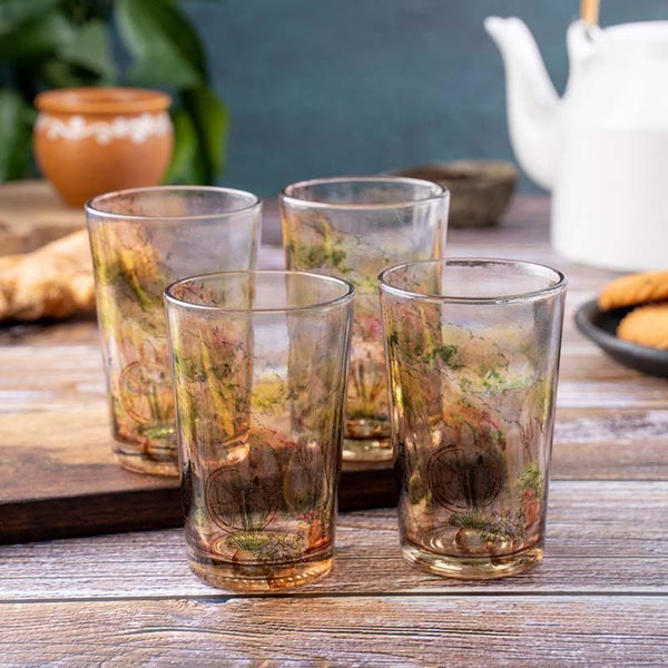 Kulhad - English Flower-Adorned Chai Glass - Set of Four