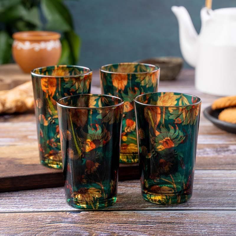 Kulhad - Sanguine Sunflowers Chai Glass - Set of Four