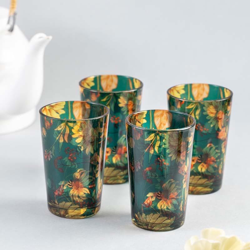 Kulhad - Sanguine Sunflowers Chai Glass - Set of Four