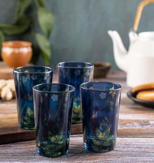 Kulhad - Vibrant Bliss Blue Chai Glass - Set of Four - Set Of Four