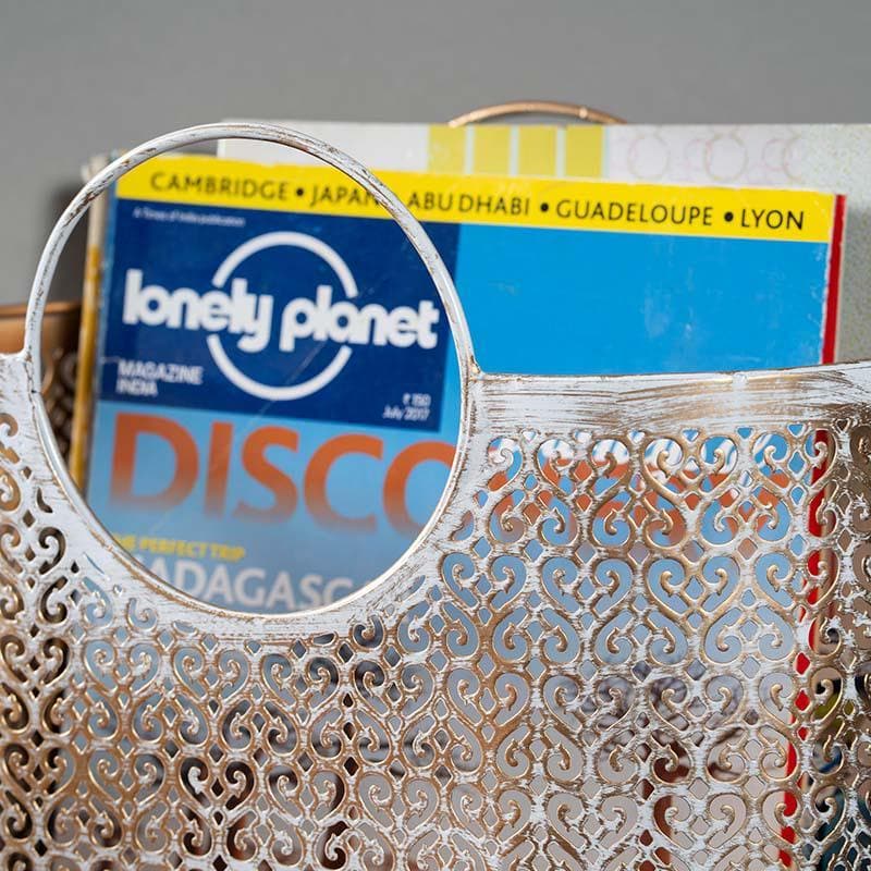 Buy Distressed Look Basket Magazine Holder from Vaaree