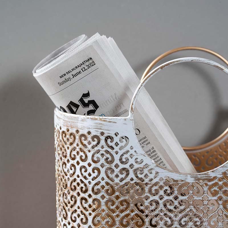 Buy Distressed Look Basket Magazine Holder from Vaaree