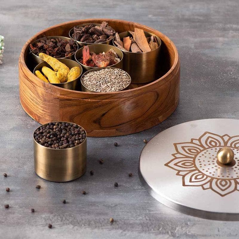 Buy Teaky Masala Box - Floral Silver Masala Box from Vaaree