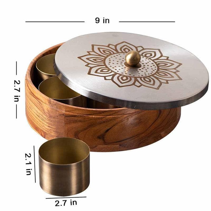 Buy Teaky Masala Box - Floral Silver Masala Box from Vaaree