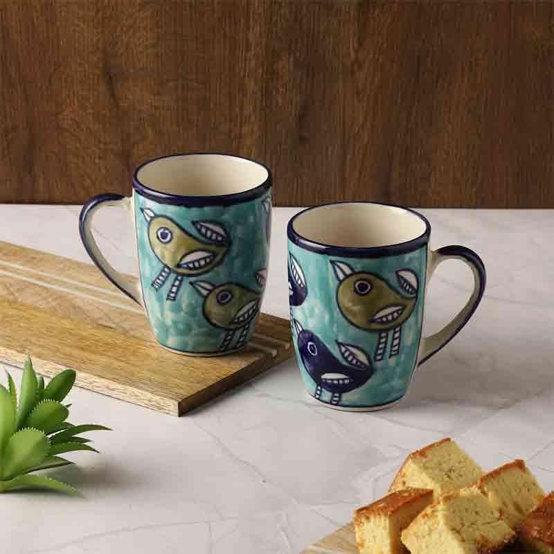 Buy Aqua Birdie Mug - Set Of Two Mug & Tea Cup from Vaaree