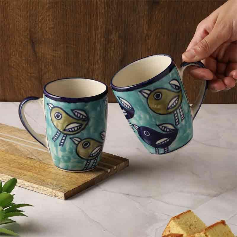 Buy Aqua Birdie Mug - Set Of Two Mug & Tea Cup from Vaaree