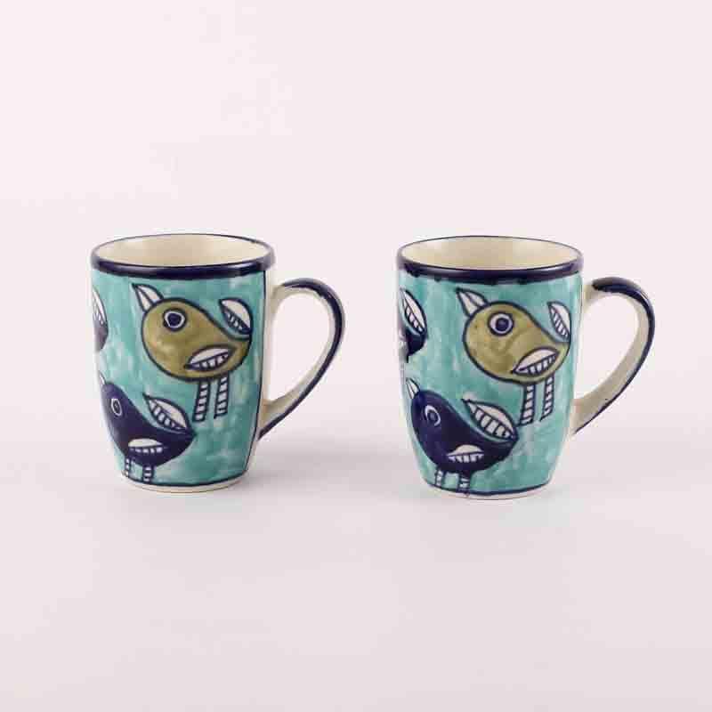 Buy Aqua Birdie Mug - Set Of Two Mug & Tea Cup from Vaaree