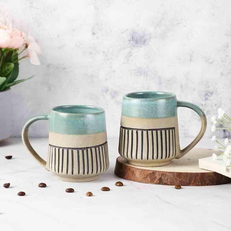 Buy Striped Blues Mug - Set Of Two Mug & Tea Cup from Vaaree