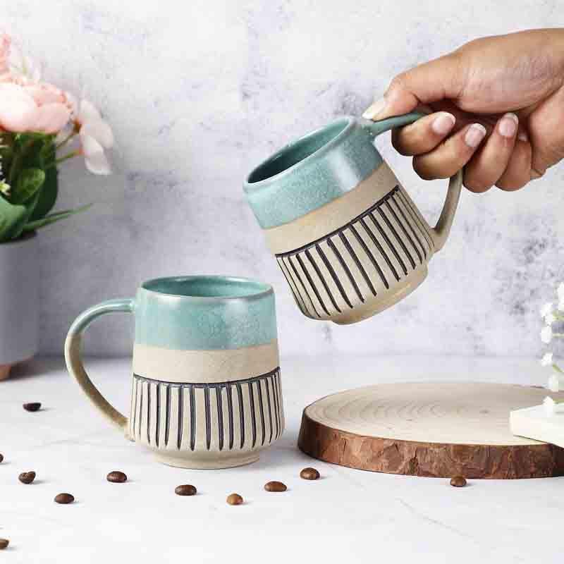 Buy Striped Blues Mug - Set Of Two Mug & Tea Cup from Vaaree