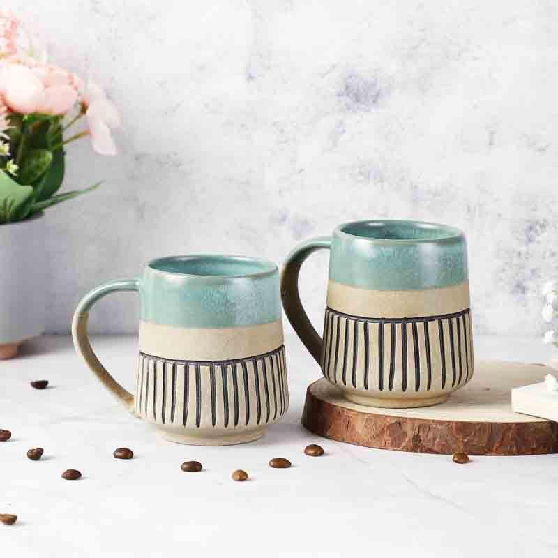 Buy Striped Blues Mug - Set Of Two Mug & Tea Cup from Vaaree