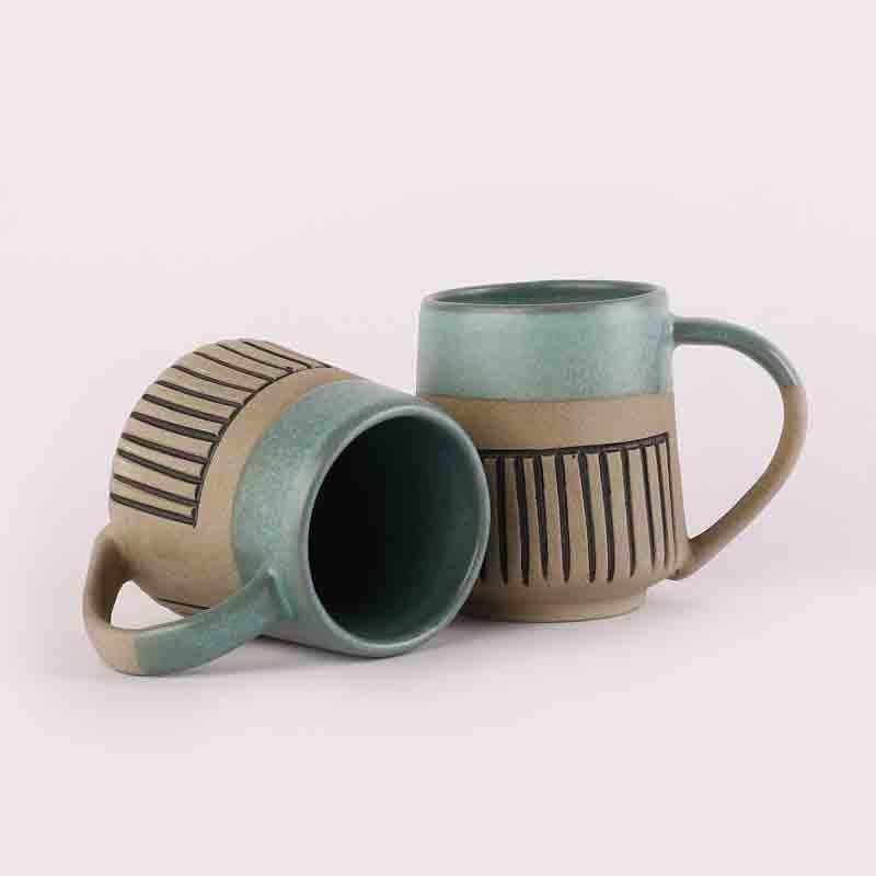 Buy Striped Blues Mug - Set Of Two Mug & Tea Cup from Vaaree