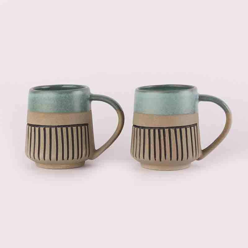 Buy Striped Blues Mug - Set Of Two Mug & Tea Cup from Vaaree