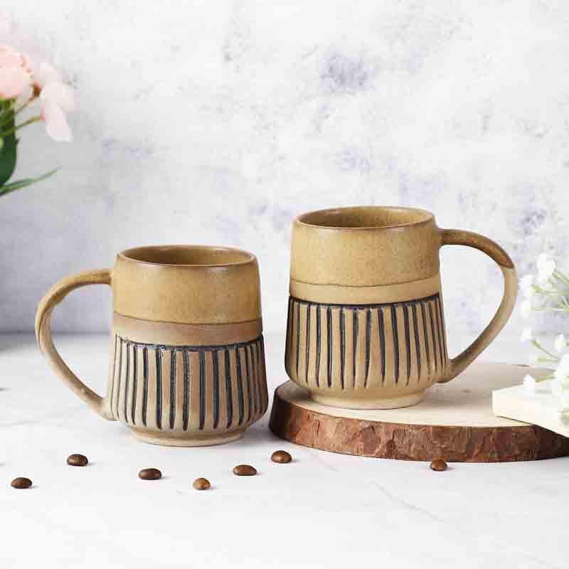 Buy Striped Brownie Mug - Set Of Two Mug & Tea Cup from Vaaree