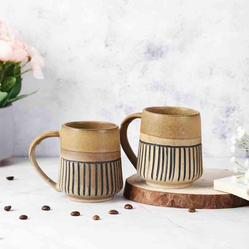 Buy Striped Brownie Mug - Set Of Two Mug & Tea Cup from Vaaree