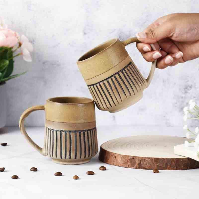 Buy Striped Brownie Mug - Set Of Two Mug & Tea Cup from Vaaree