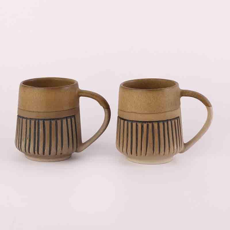 Buy Striped Brownie Mug - Set Of Two Mug & Tea Cup from Vaaree