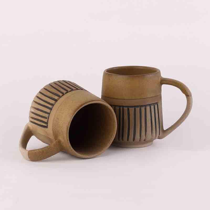 Buy Striped Brownie Mug - Set Of Two Mug & Tea Cup from Vaaree