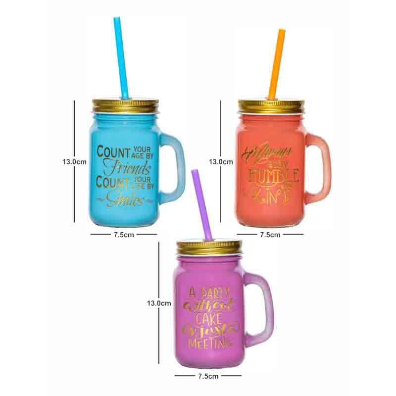 Buy Bairn Glass Mug with Lid abd Straw - Set of Three Mug from Vaaree