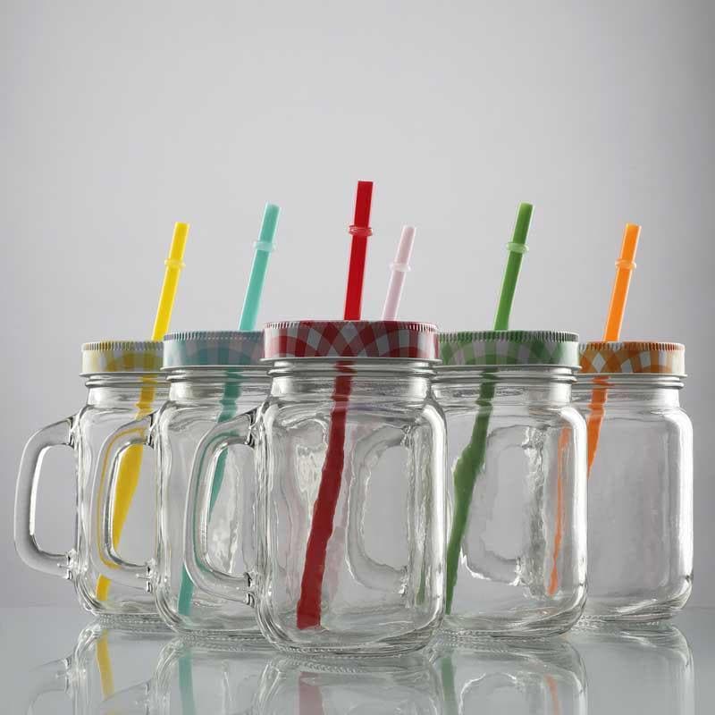 Mug - Grip Tight Jar With Straw - Set Of Six