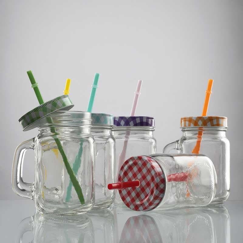 Mug - Grip Tight Jar With Straw - Set Of Six