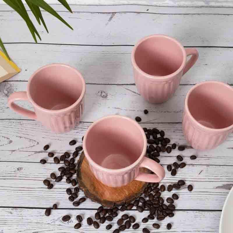 Mug - Mars Ribbed Mugs - Pink - Set Of Four