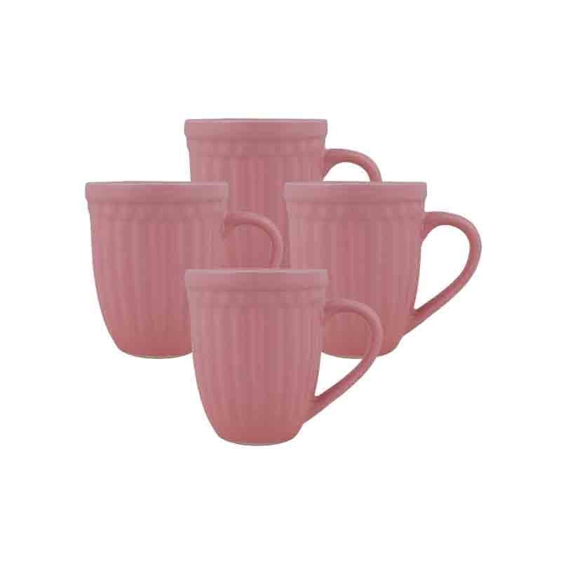 Mug - Mars Ribbed Mugs - Pink - Set Of Four