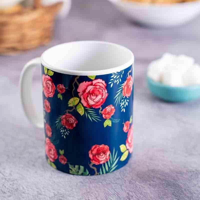 Buy Misty Morning Roses Blue Classic Mugs Mug from Vaaree